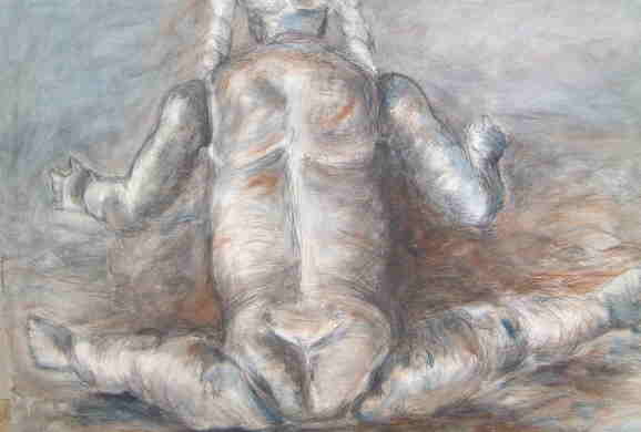 Puppe von hinten,2000,Acryl und Graphit auf Leinwand